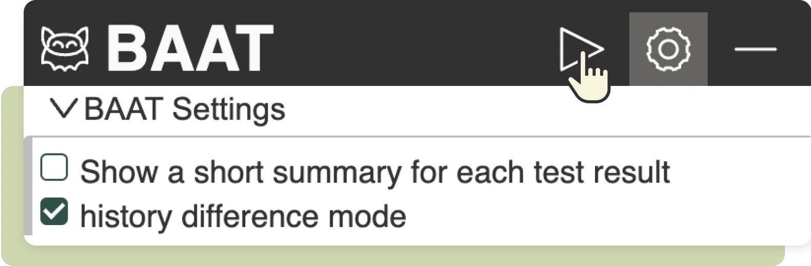 Screenshot: Highlighted Run definitions button with mouse cursor above it.
