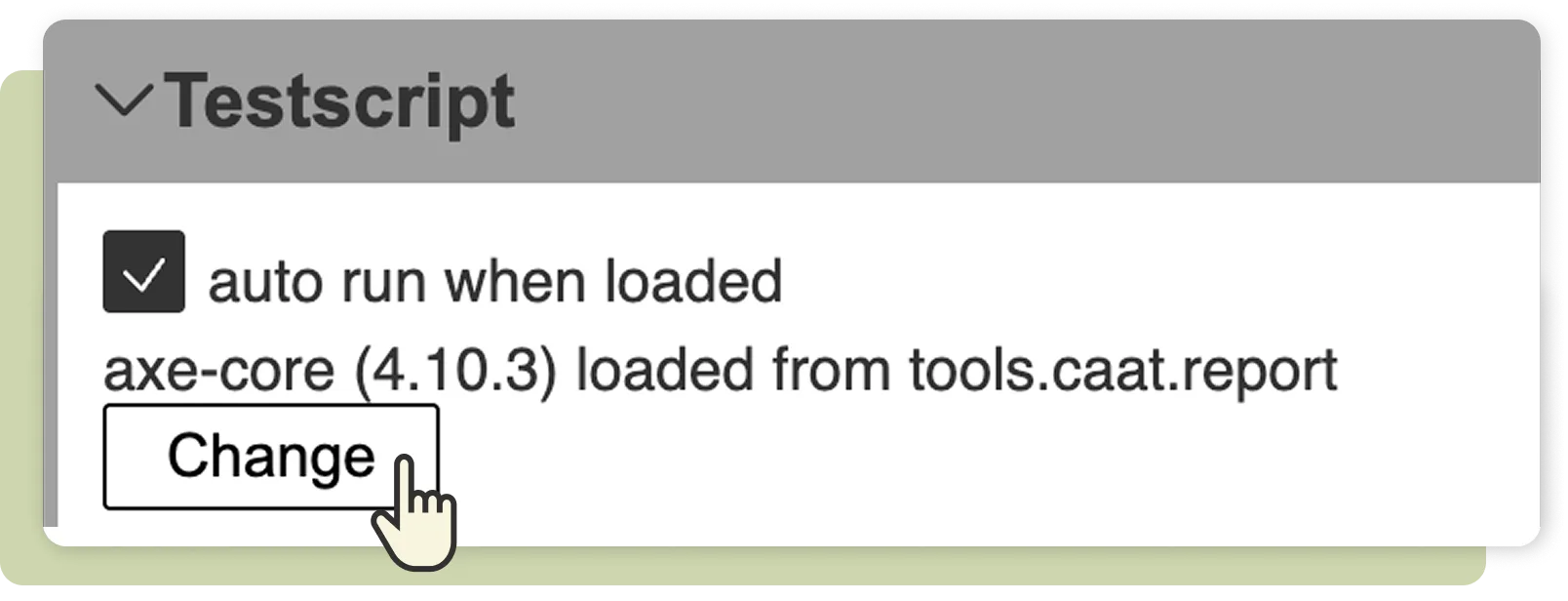 Screenshot: Highlighted Change button with mouse cursor above it