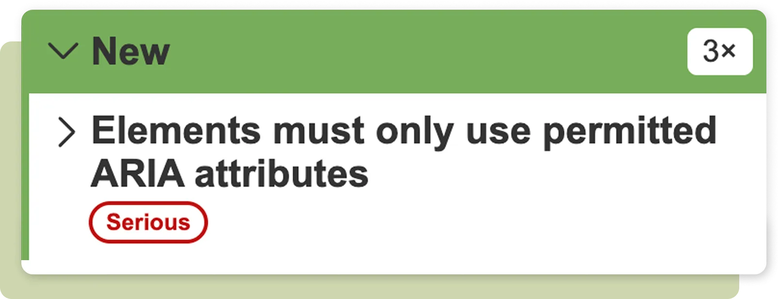 Screenshot: One error as an example: Elements must meet minimum color contrast ratio thresholds