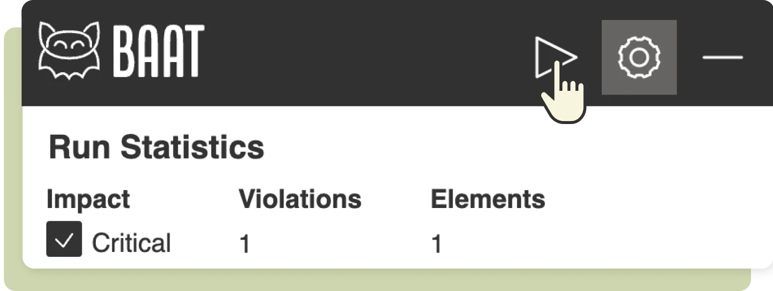 Screenshot: Highlighted Run definitions button with mouse cursor above it.