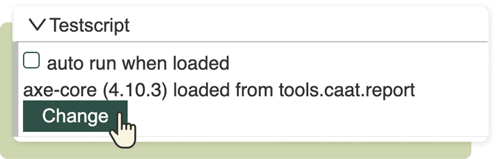 Screenshot: Highlighted Change button with mouse cursor above it