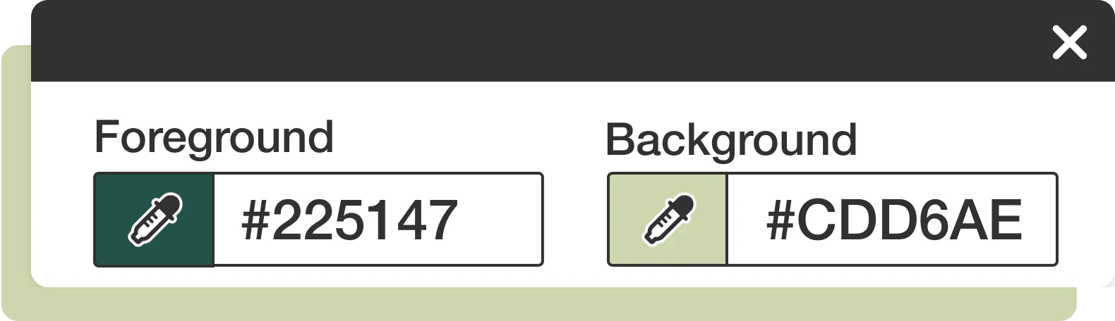 Screenshot: The color picker section of the Bookmarklet.